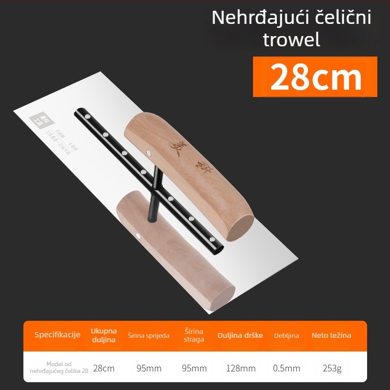 Set alata od nehrđajućeg čelika za žbukanje i zidanje: lopatica za žbukanje, strugalica za kit, zidarski alati