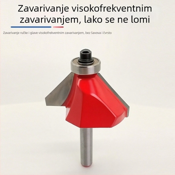 Drvna freza s 45° usjekom i polukružnim reljefom; kompatibilna s glodalicama; obrađuje drvo, MDF i laminirane ploče