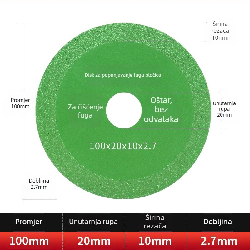 Dijamantni brazirani disk za rezanje i čišćenje fuge keramičkih pločica i cementnih fuge