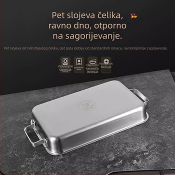 Pravokutna ploča od 316 nerđajućeg čelika za roštiljanje ribe na indukcijskoj ploči, polirana površina, bez premaza