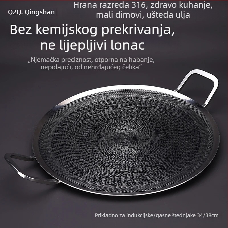 Gril tava od 316L nehrđajućeg čelika, okruglog oblika, brzo zagrijavanje, višestruka primjena, mogućnost prilagodbe