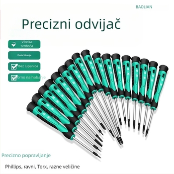 Set odvijača s ravnim, križnim i pentagonalnim nastavcima za popravak mobitela, satova i naočala | ugljično čelika