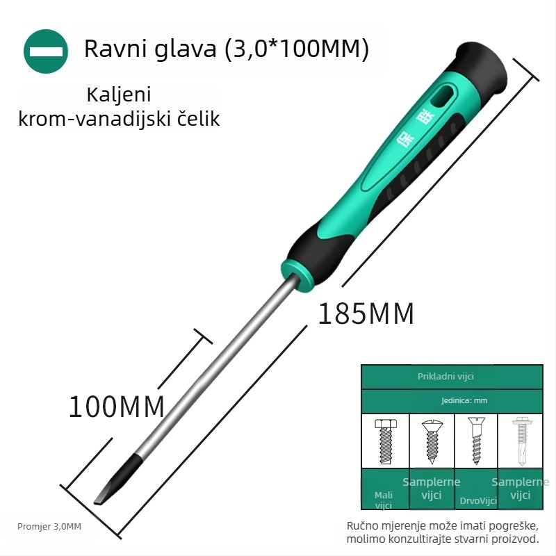 Set odvijača s ravnim, križnim i pentagonalnim nastavcima za popravak mobitela, satova i naočala | ugljično čelika