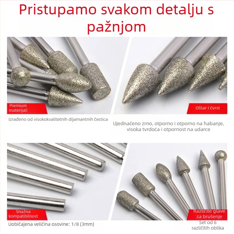 Dijamantna glava za brušenje za poliranje nefrita, materijal: emery, električna glava za brušenje