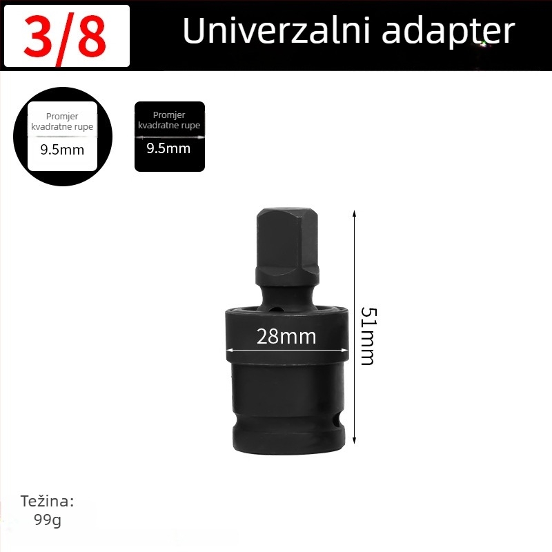 YiShun adapter za udarni ključ – teški skup konverzije za pneumatski i električni odvijač, kvadratni pogon, materijal 40 Chrome, fosfatni završni premaz