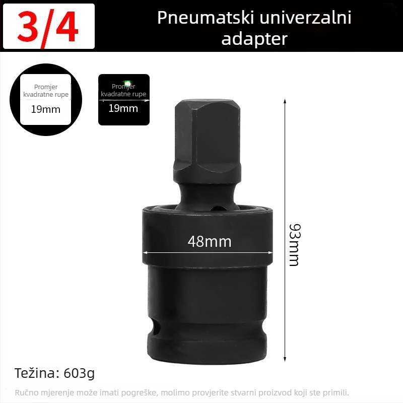 YiShun adapter za udarni ključ – teški skup konverzije za pneumatski i električni odvijač, kvadratni pogon, materijal 40 Chrome, fosfatni završni premaz