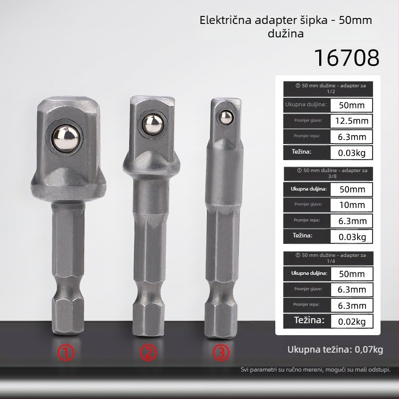Topson Adapter za električnu bušilicu i odvijač, spojni štap, 3/8 adapter glava, visoko ugljična čelična