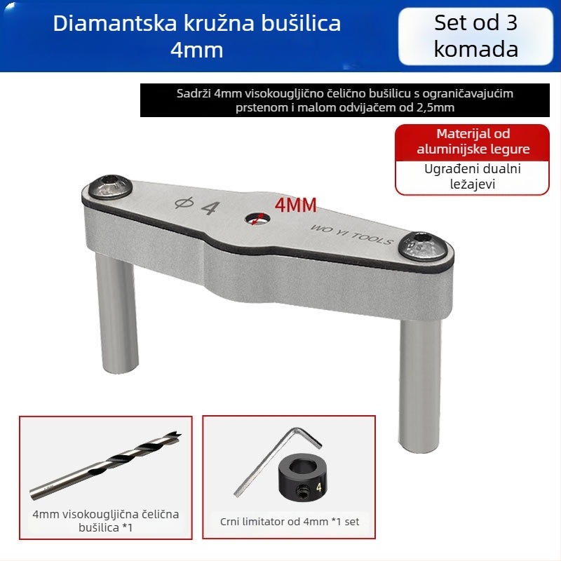Woyi Tools Dijamantni alat za pozicioniranje za drvenu industriju – vodič za bušenje ravnih rupa s vertikalnim središnjim čepom