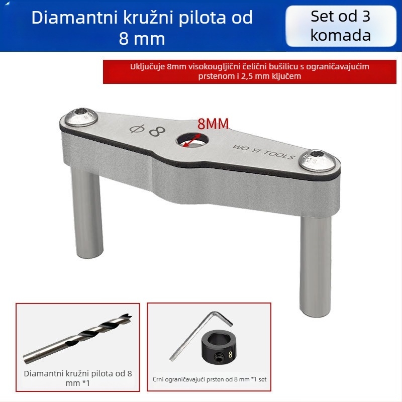 Woyi Tools Dijamantni alat za pozicioniranje za drvenu industriju – vodič za bušenje ravnih rupa s vertikalnim središnjim čepom