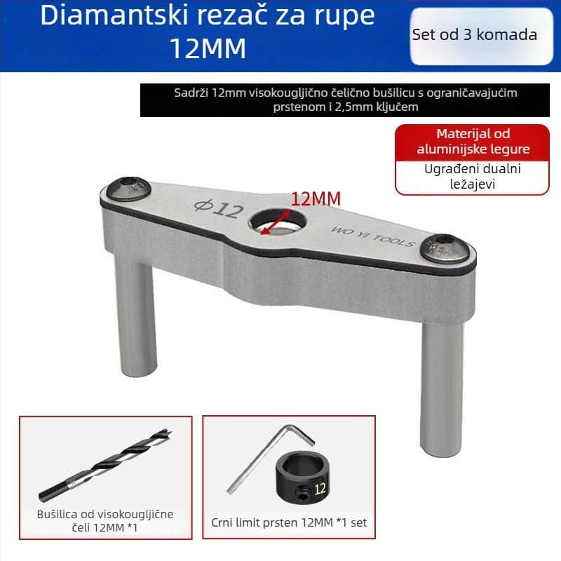 Woyi Tools Dijamantni alat za pozicioniranje za drvenu industriju – vodič za bušenje ravnih rupa s vertikalnim središnjim čepom