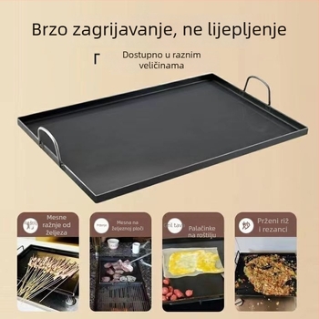 Teppanyaki ploča od lijevanog željeza, kvadratnog oblika, površinska obrada elektroforezom, sklopivi dizajn za kućnu i poslovnu uporabu