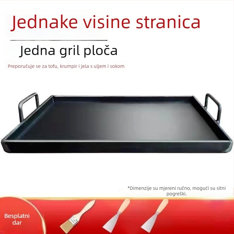 Teppanyaki ploča od lijevanog željeza, kvadratnog oblika, površinska obrada elektroforezom, sklopivi dizajn za kućnu i poslovnu uporabu