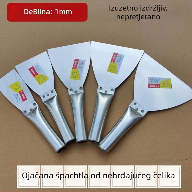 Špatula za žbukanje s drškom od željeza i nehrđajućeg čelika; serija: alati za žbukanje; primjena: žbukanje zidova, čišćenje)