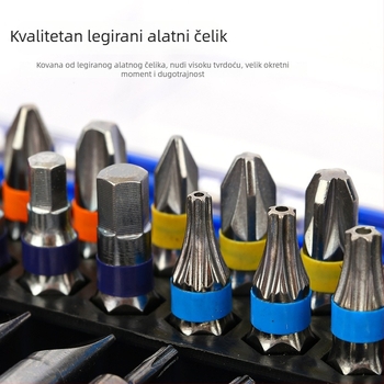 Električni odvijač set, 50 komada, 32 komada križno-šestokutnih bitova, karbonska čelika, težina 0.23 kg