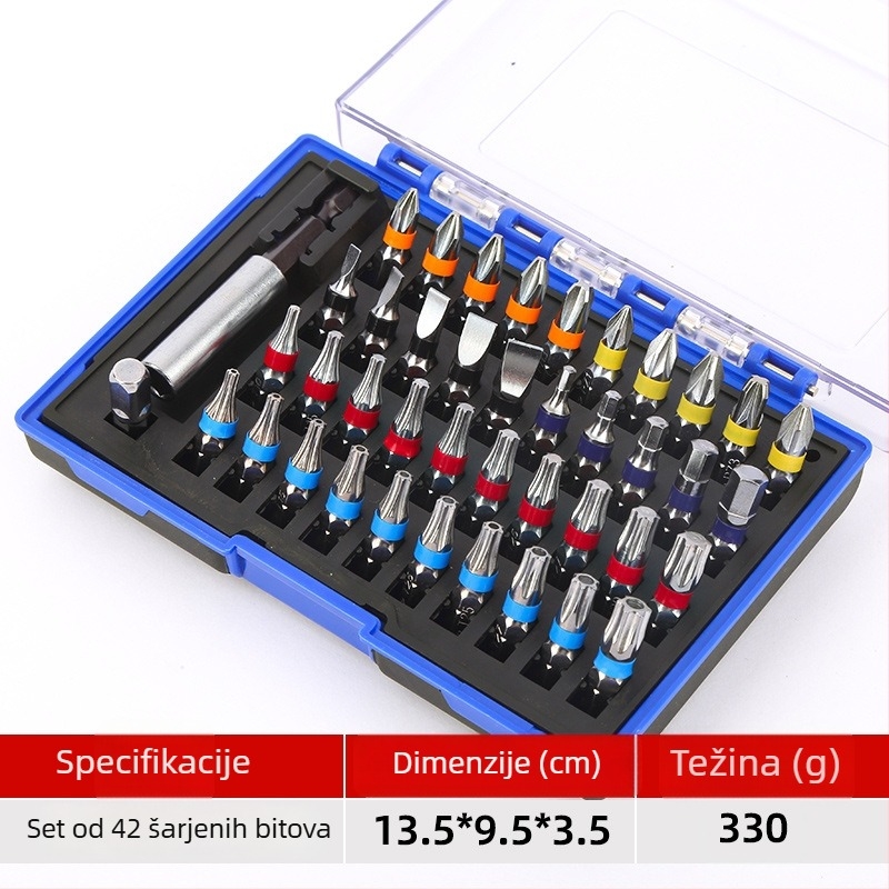 Električni odvijač set, 50 komada, 32 komada križno-šestokutnih bitova, karbonska čelika, težina 0.23 kg
