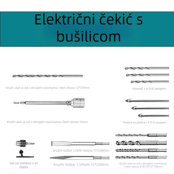Xuxuan Set bušilica za čekić: twist i trokutasti vrtaci, otvor za zid, kvadratna i okrugla ručka, 3-djelni komplet čeljusti