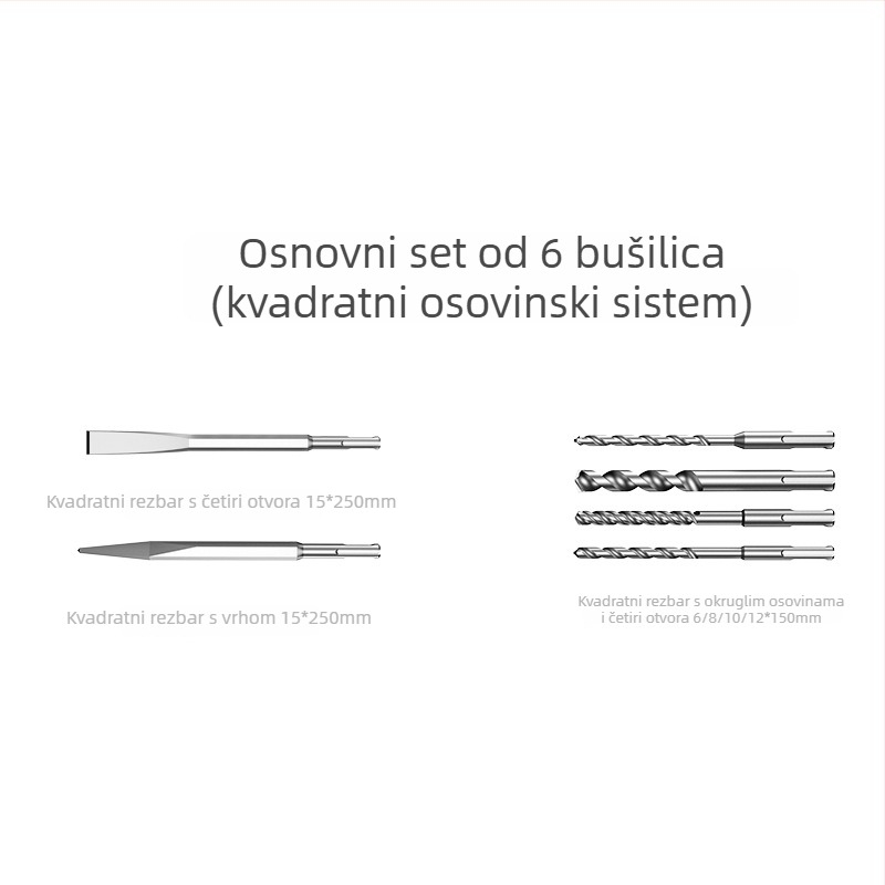 Xuxuan Set bušilica za čekić: twist i trokutasti vrtaci, otvor za zid, kvadratna i okrugla ručka, 3-djelni komplet čeljusti
