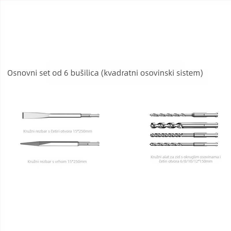 Xuxuan Set bušilica za čekić: twist i trokutasti vrtaci, otvor za zid, kvadratna i okrugla ručka, 3-djelni komplet čeljusti