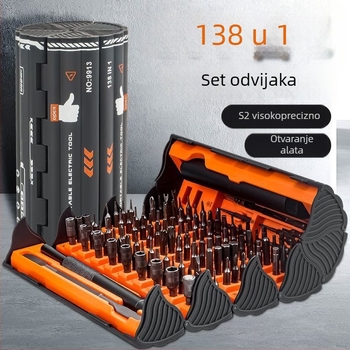 Električni precizni odvijač set 138-in-1 za demontažu, kućna upotreba, nadogradnja verzija sa 6-dijelnim skupom i tvrđenim bitovima, čelik od ugljika