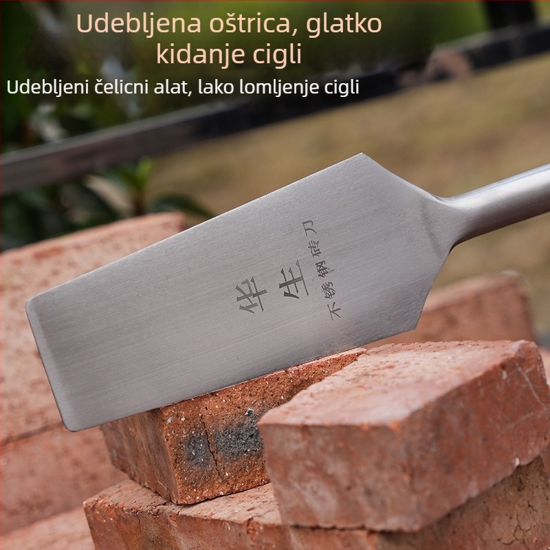 Nehrđajući čelični zidarski nož, debeli produženi dizajn, alat za zidanje s integriranom malter lopaticom, mangan čelik