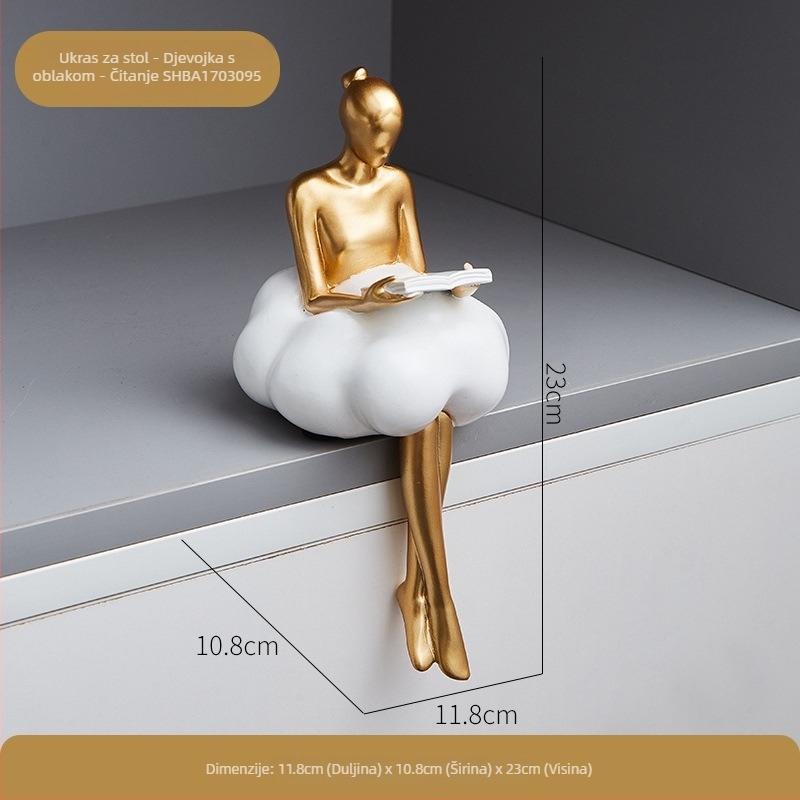 Figura od smole – Cloud Girl u baletu, moderan minimalistički ukras za dnevni boravak ili stol; Materijal: smola; Stil: modern i minimalistički; Poklon: vjenčanje, rođendan, diplomski