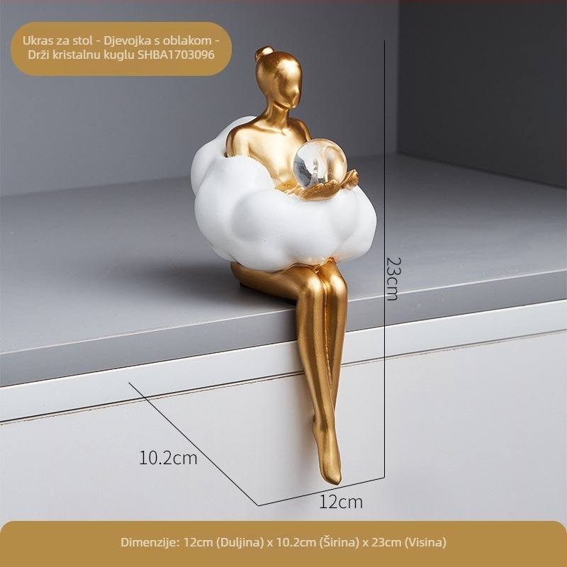 Figura od smole – Cloud Girl u baletu, moderan minimalistički ukras za dnevni boravak ili stol; Materijal: smola; Stil: modern i minimalistički; Poklon: vjenčanje, rođendan, diplomski