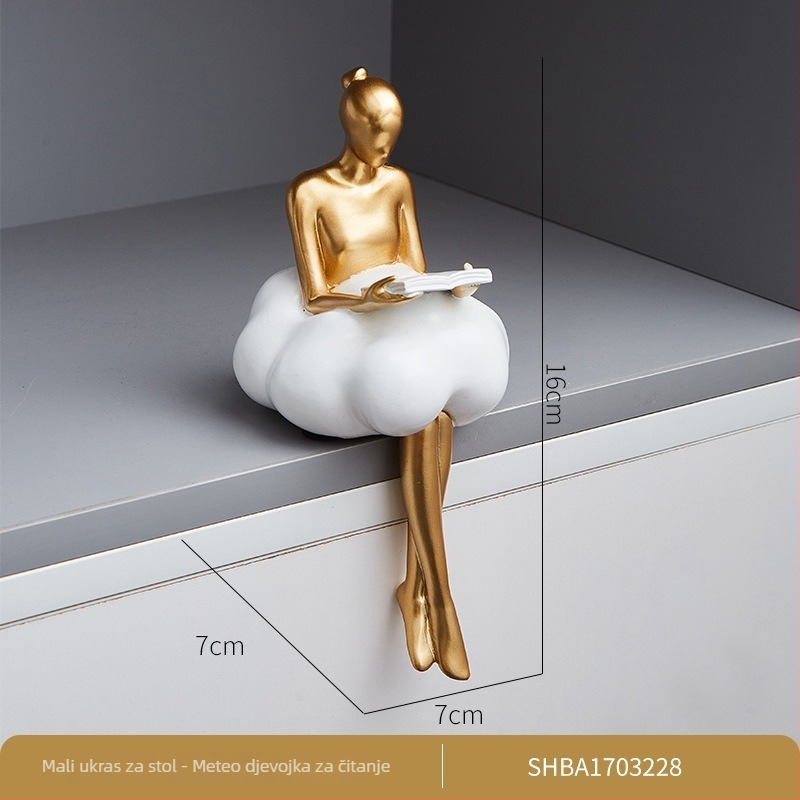 Figura od smole – Cloud Girl u baletu, moderan minimalistički ukras za dnevni boravak ili stol; Materijal: smola; Stil: modern i minimalistički; Poklon: vjenčanje, rođendan, diplomski