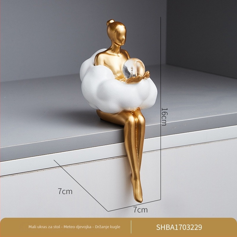 Figura od smole – Cloud Girl u baletu, moderan minimalistički ukras za dnevni boravak ili stol; Materijal: smola; Stil: modern i minimalistički; Poklon: vjenčanje, rođendan, diplomski