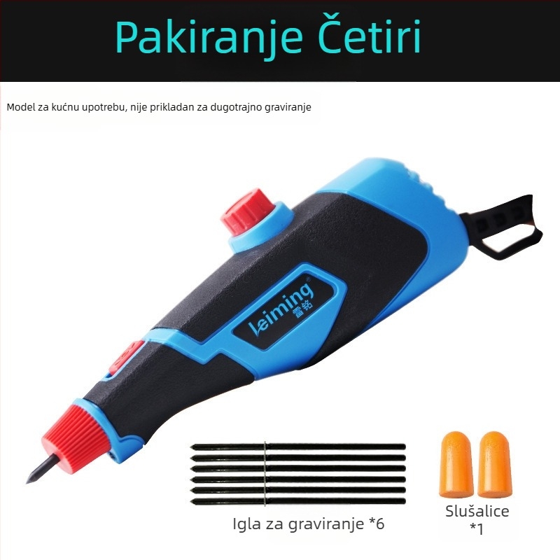 Malo električno gravirajuće pero za drvetarstvo, Tonglei, nehrđajući čelik, punjiva litijeva baterija, napon 50–250 V AC/DC