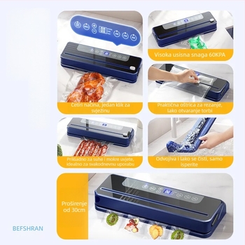 Potpuno automatska kućna vakuumska mašina za sigurno pakiranje hrane (150W, 220V, 500–1000 ml, nehrđajući čelik i plastika, model 02)