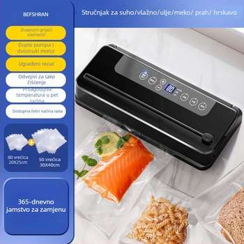 Potpuno automatska kućna vakuumska mašina za sigurno pakiranje hrane (150W, 220V, 500–1000 ml, nehrđajući čelik i plastika, model 02)