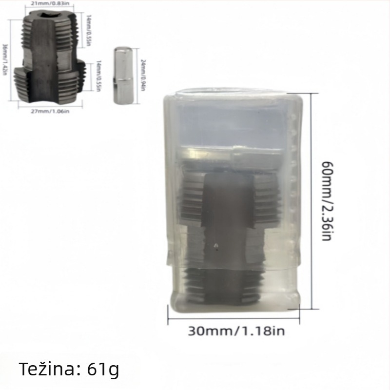 6-dijelni set die i tap za PVC/NPT, ručni, višestruke specifikacije, 60° konusni navoj za cijevi