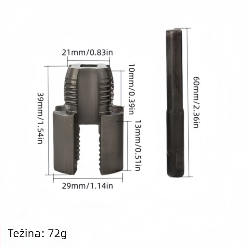 6-dijelni set die i tap za PVC/NPT, ručni, višestruke specifikacije, 60° konusni navoj za cijevi