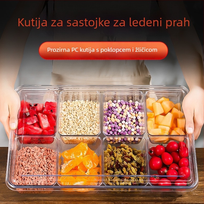 Kutija za Ice Powder sastojke, set alata za štand, kutija za začine, mala kutija za sastojke – set za prikaz voćne salate (plastika)