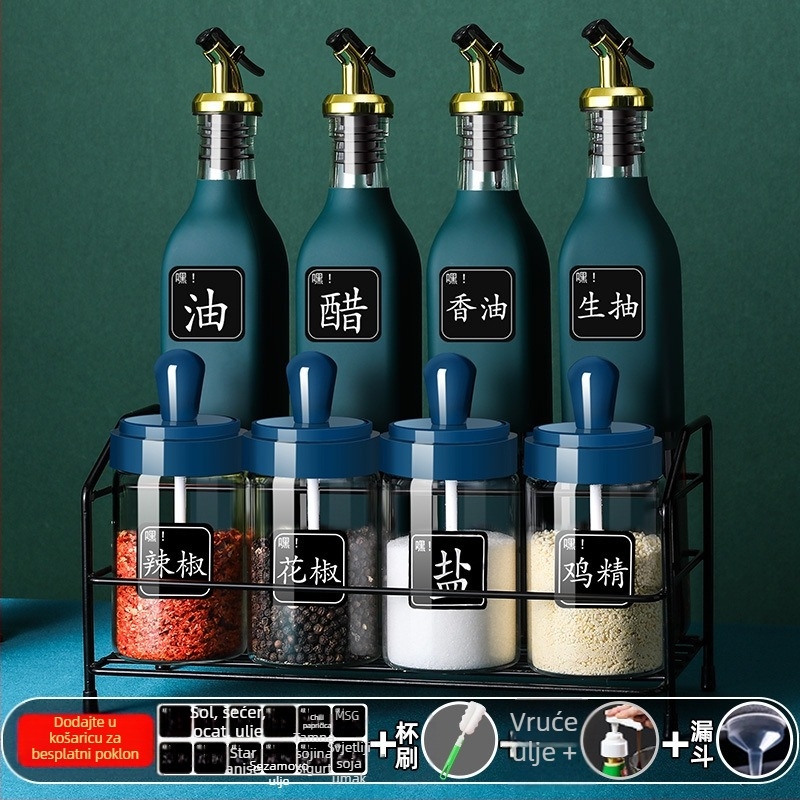 Jingda stakleni set za začine – suvremeni minimalistički stil, posude za tekuće začine, s otisnutim logom, mogućnost prilagodbe.