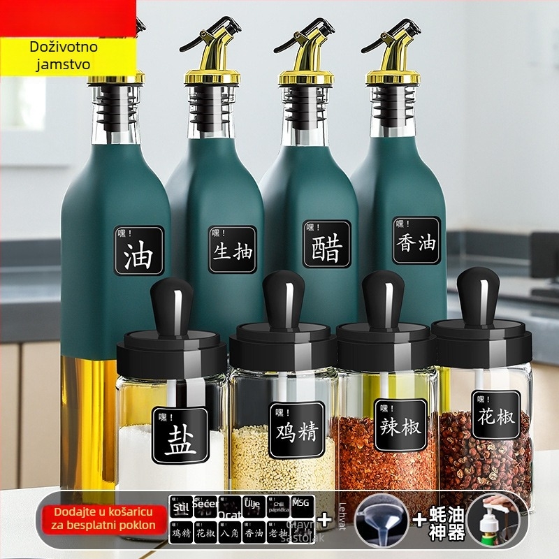 Jingda stakleni set za začine – suvremeni minimalistički stil, posude za tekuće začine, s otisnutim logom, mogućnost prilagodbe.