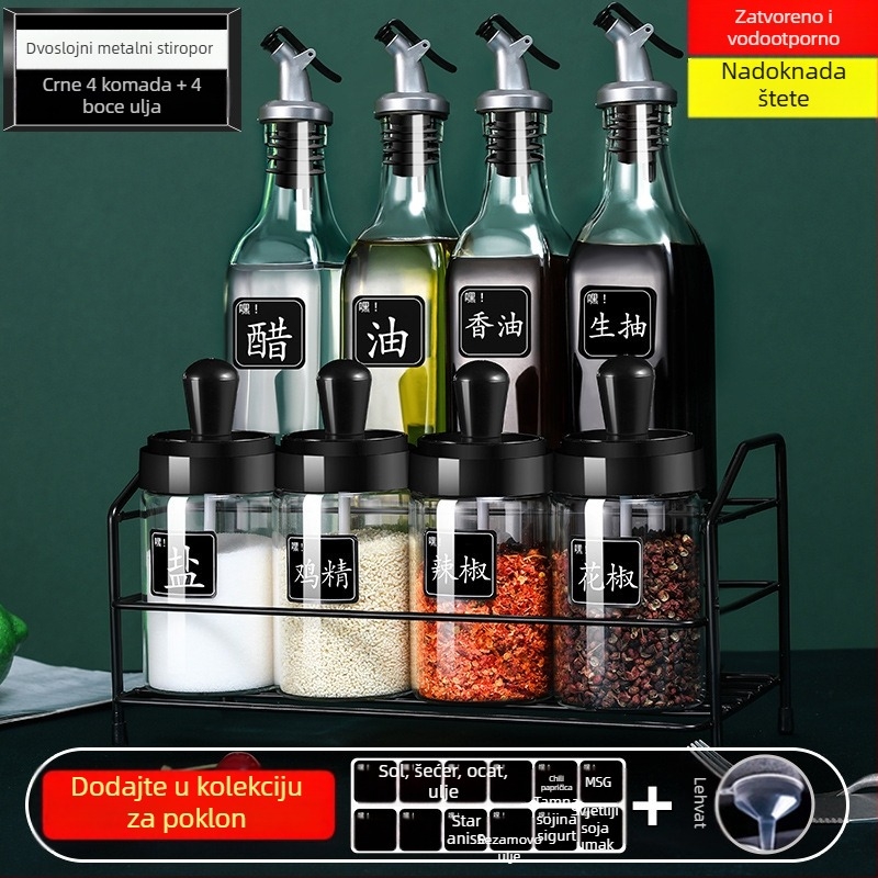 Jingda stakleni set za začine – suvremeni minimalistički stil, posude za tekuće začine, s otisnutim logom, mogućnost prilagodbe.