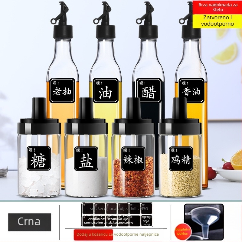 Jingda stakleni set za začine – suvremeni minimalistički stil, posude za tekuće začine, s otisnutim logom, mogućnost prilagodbe.