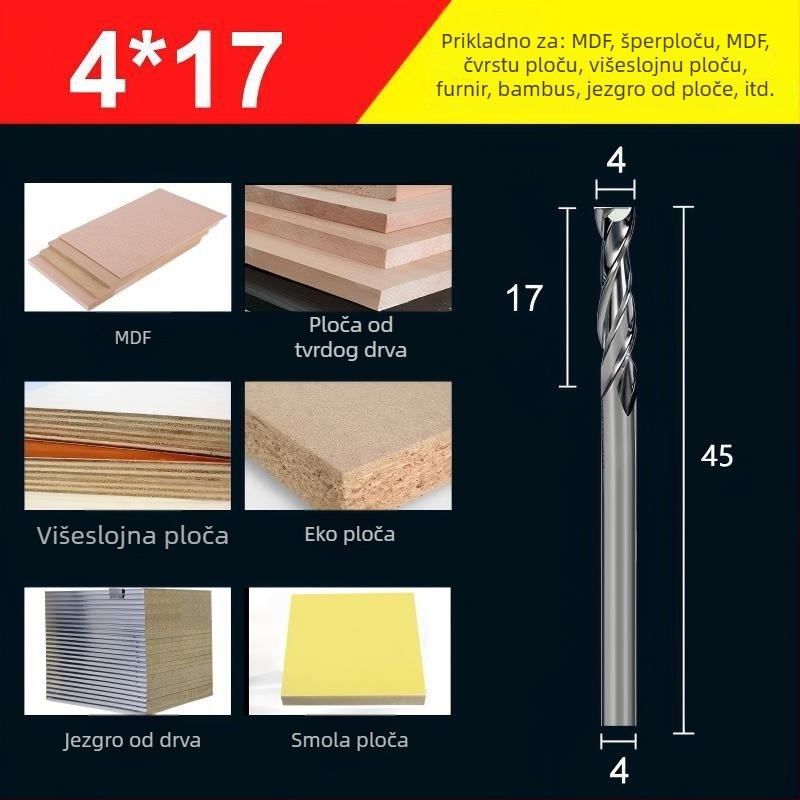 Koncna freza, dvostrano oštra volframov čelična freza za obradu drveta, akril, PVC i MDF, kompatibilna s strojevima za glodanje, marka Saitool