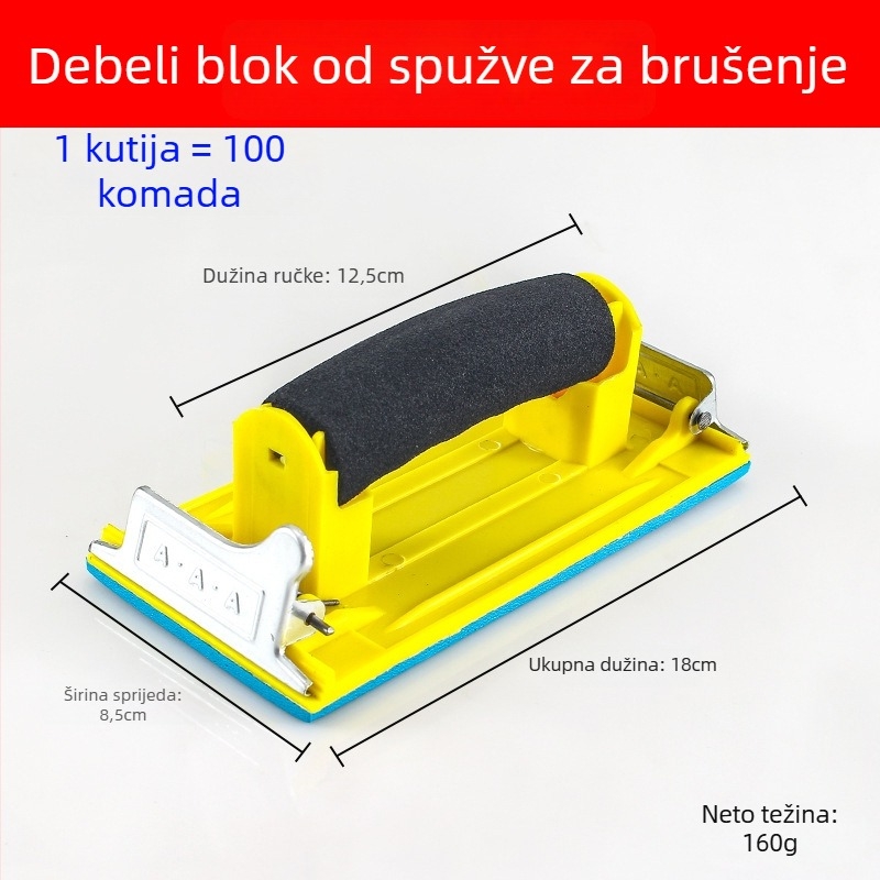 Držač brusnog papira, samoljepljivi alat za brušenje zidova, plastični, za unutarnje kutove i zidne površine