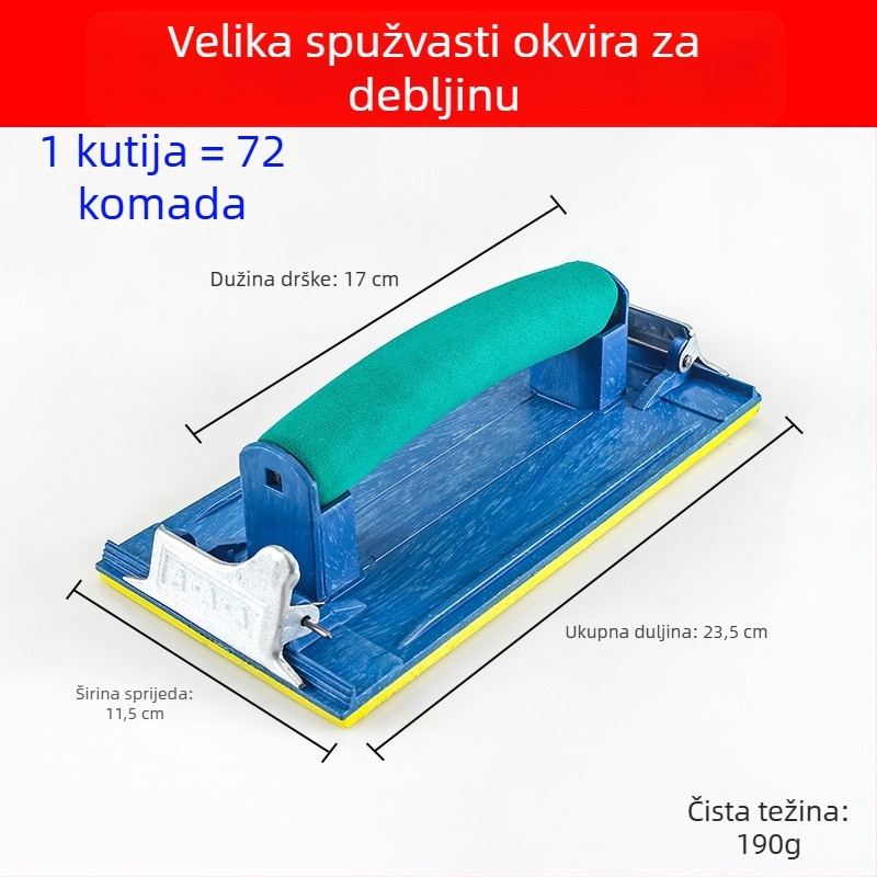 Držač brusnog papira, samoljepljivi alat za brušenje zidova, plastični, za unutarnje kutove i zidne površine