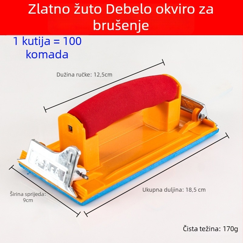 Držač brusnog papira, samoljepljivi alat za brušenje zidova, plastični, za unutarnje kutove i zidne površine