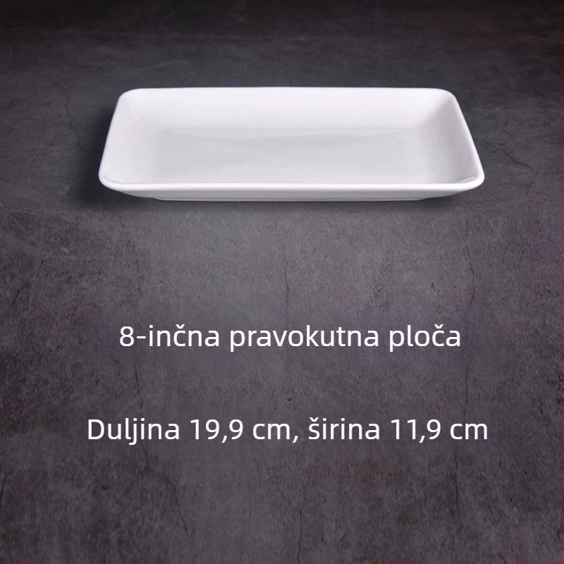 Keramički četverokutni tanjur za sushi, glazirana površina, moderan minimalistički stil, mikrovalna pogodna