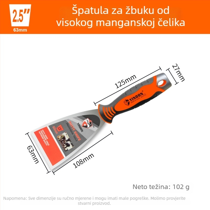 Špachtla za kit od nehrđajućeg čelika, ultra debela, s oglednim završnim slojem, Eagle Shield, model Putty Knife