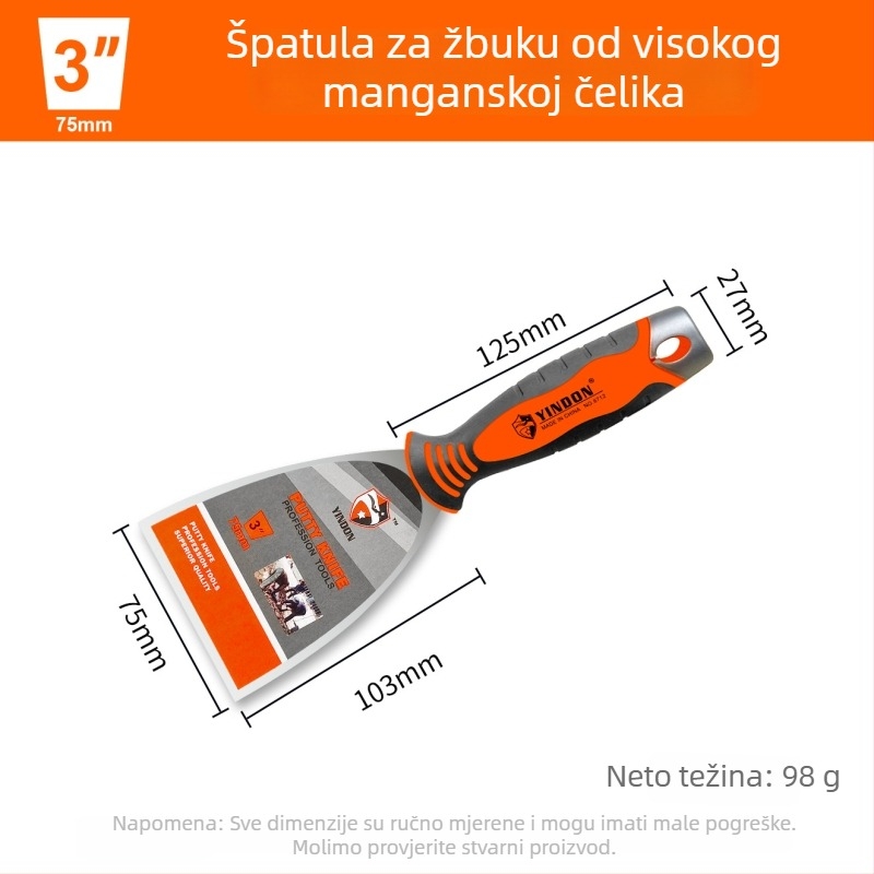 Špachtla za kit od nehrđajućeg čelika, ultra debela, s oglednim završnim slojem, Eagle Shield, model Putty Knife