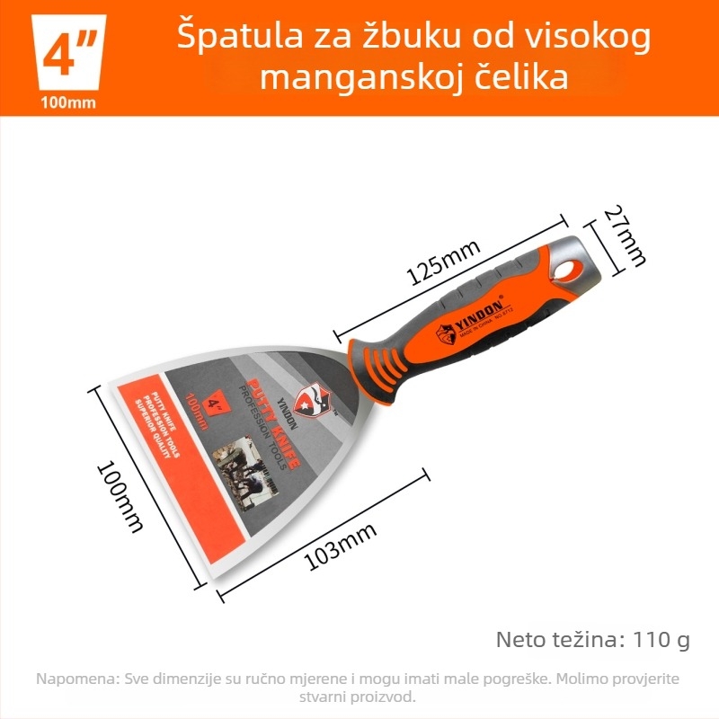 Špachtla za kit od nehrđajućeg čelika, ultra debela, s oglednim završnim slojem, Eagle Shield, model Putty Knife