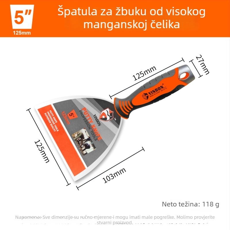 Špachtla za kit od nehrđajućeg čelika, ultra debela, s oglednim završnim slojem, Eagle Shield, model Putty Knife