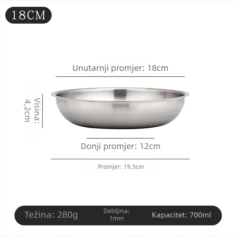 Okrugli tanjur od nehrđajućeg čelika, s brušenom površinom, moderan minimalistički stil