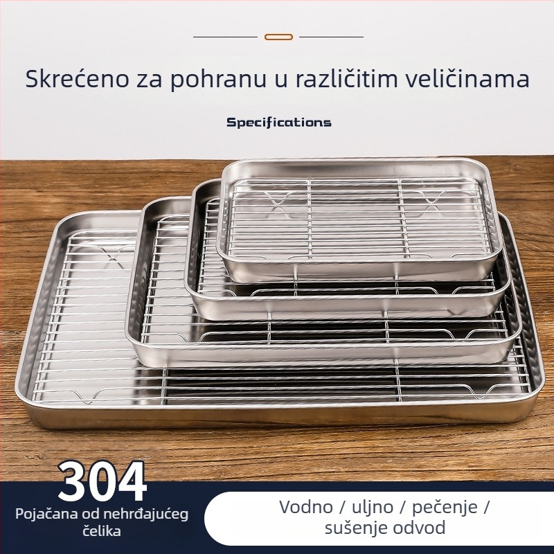 Kvadratni pladanj od 304 nehrđajućeg čelika s mrežicom za pećnicu, prženje i roštilj — filtriranje ulja i odvodnja
