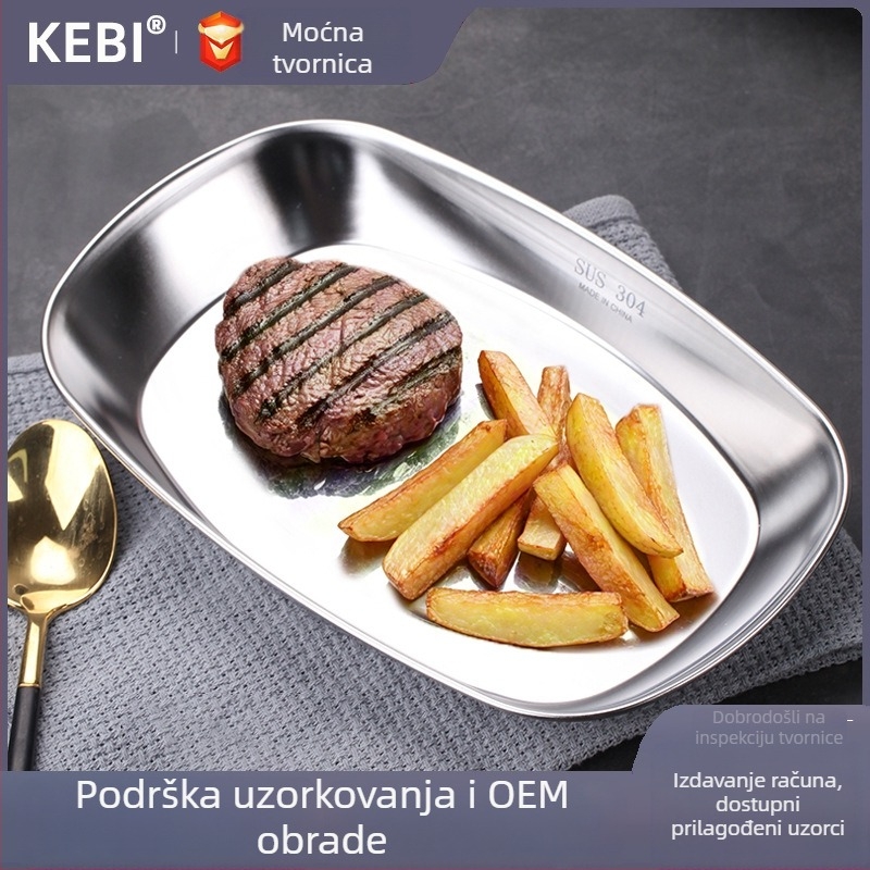 304 nehrđajući čelik, duboki tanjur, četvrtasti oblik, elektroplatirani završni sloj, moderni minimalistički stil, OEM dostupan